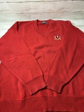 Vintage McBriar Golf Sweater V Neck Red Mens Large Made in USA