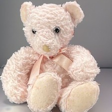 First  Main Baby Sweetness Pink Bear Plush 2000 Pink Bow 8.5 in Cute Snuggly