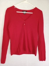 Madison Studio Womens Cashmere Sweater Medium Red Long Sleeves