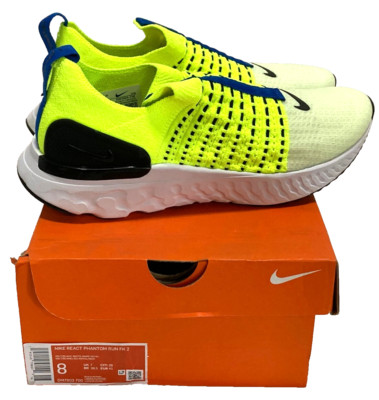 Nike React Phantom Run Flyknit 2 Men's Athletic Shoes Size 8, DM7603-700 Volt