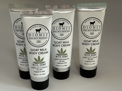 Dionis Goat Milk Body Cream 1oz w/ Hemp Fragrance Free  Dry Skin  6 pack  NEW