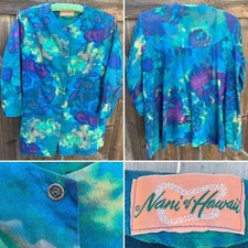 Vintage Nani of Hawaii Playsuit Swimsuit Cover Up Jacket Hawaiian Tiki Aloha