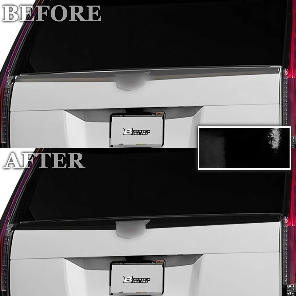 Se adapta a Cadillac Escalade 15-20 maletero trasero cromo borrar calcomanía oscurecimiento envoltura de vinilo Foto 3 de 4