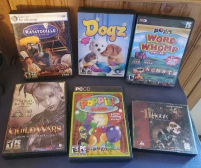Lot Of 6 Vintage CD-ROM PC Windows Games GUILD WARS, DISNEY RATATOUILLE, DOGZ +