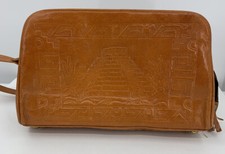 Vintage Embossed Tooled Leather Aztec Mayan Pyramid Purse Hand Bag