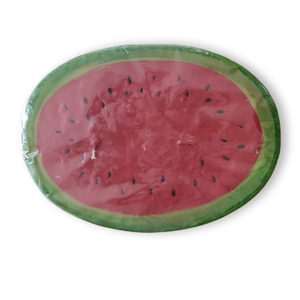 Half Watermelon 2 Wick Citronella Wax Candle NEW 3⅜" H x 7¼" L x 5" W - Image 2 of 4