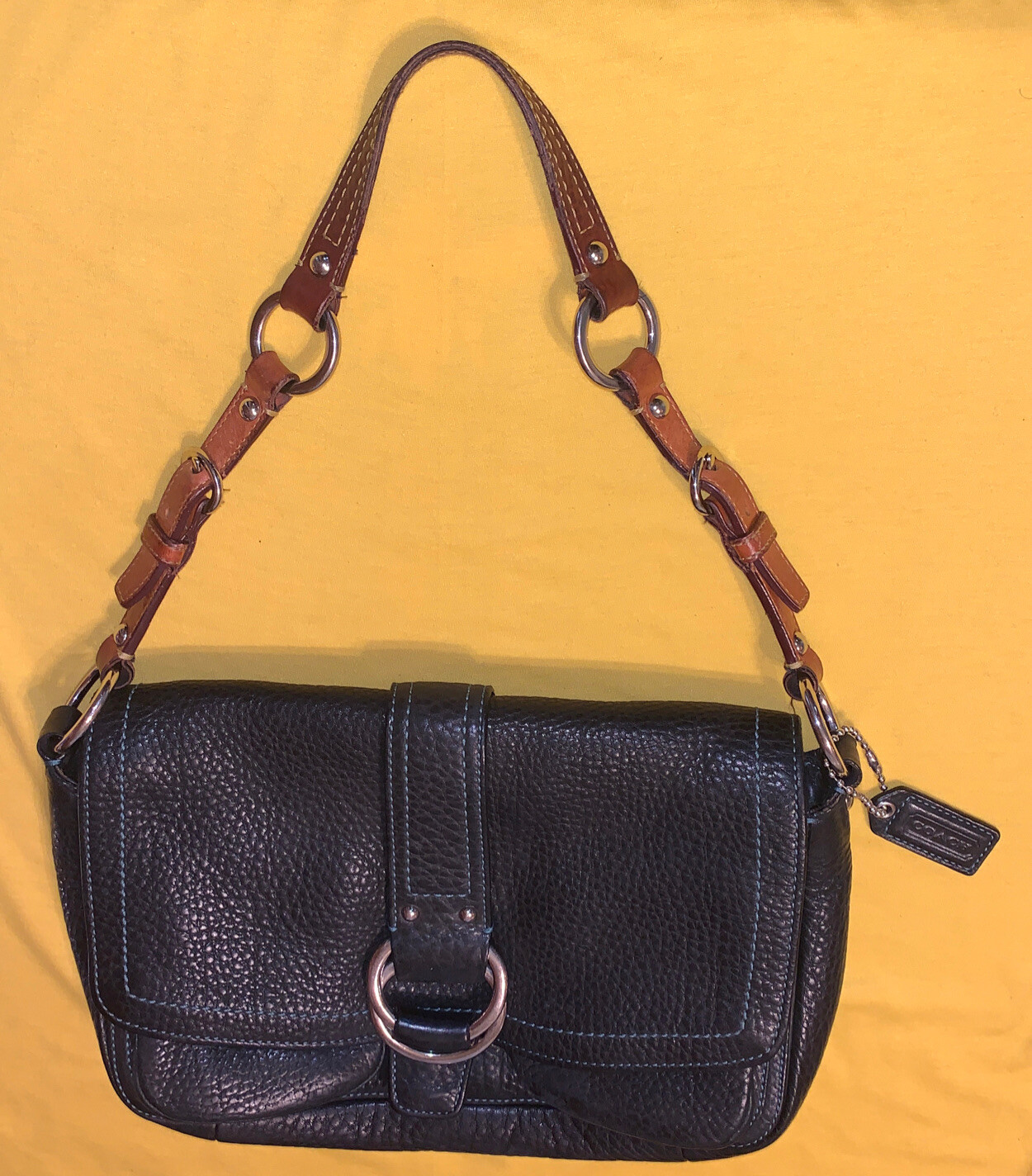 COACH CHELSEA Black Pebbled Leather Shoulder Bag Hand… Gem