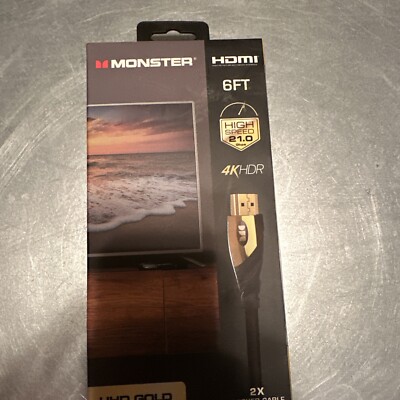 Monster HDMI High Speed 21.0 Gbps 4KHDR UHD Gold 6Ft Cable Certified Premium NEW