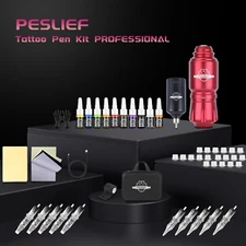 Tattoo Pen Machine Kit Complete with Power Supply Cartridge Needles Ink YILONG