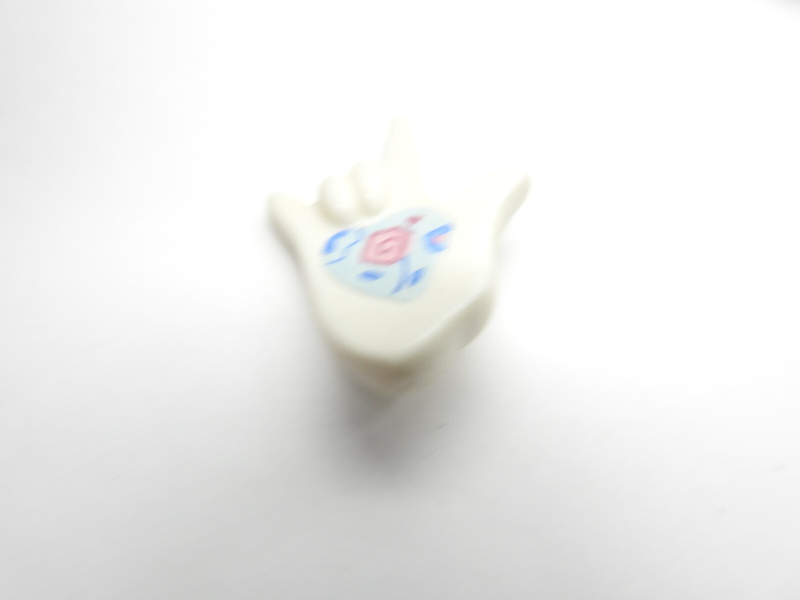 Hand Painted Patchwork Porcelain Hand Symbol I LO… - image 2