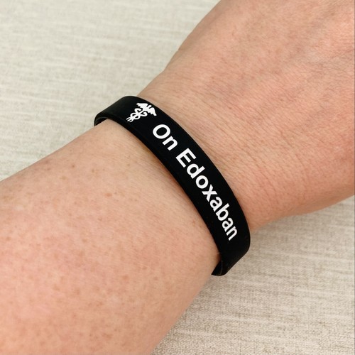 On Edoxaban Medical Alert Wristband ID Band Silicone Adult Bracelet UK
