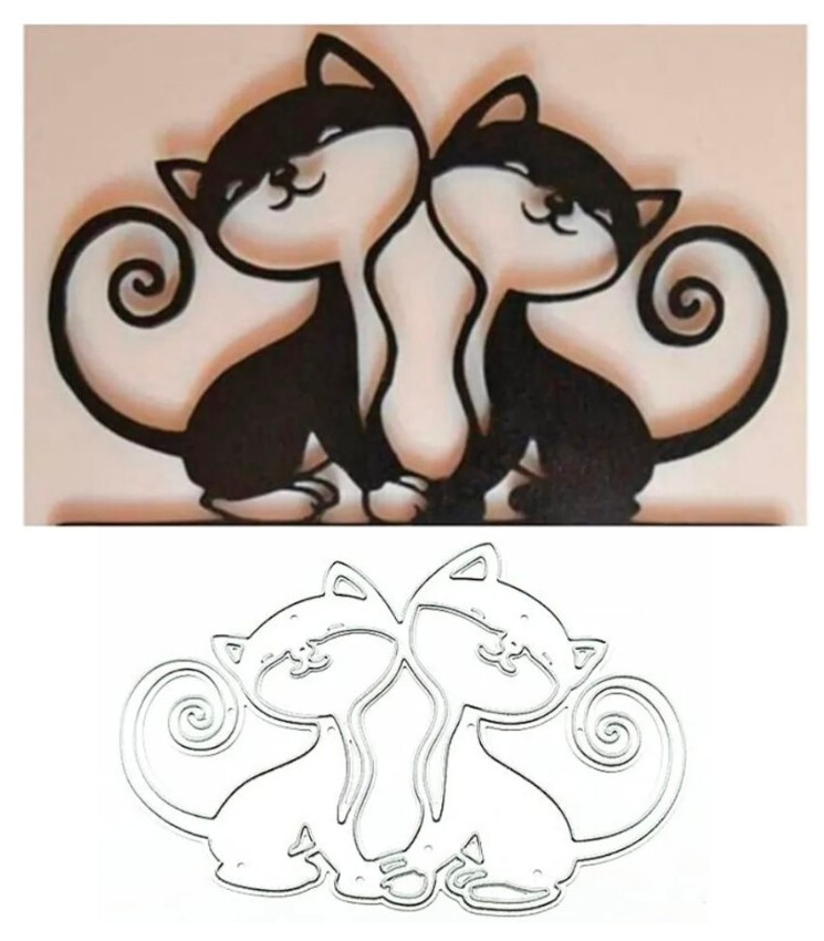 2 Cats Cat Metal Cutting Dies Scrapbooking Embossing Decor Paper Card Craft New 