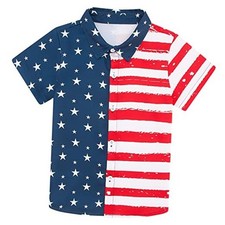 2-10T Boys Hawaiian Shirts Novelty Short Sleeve Button 3-4T A3-july Fourth 01