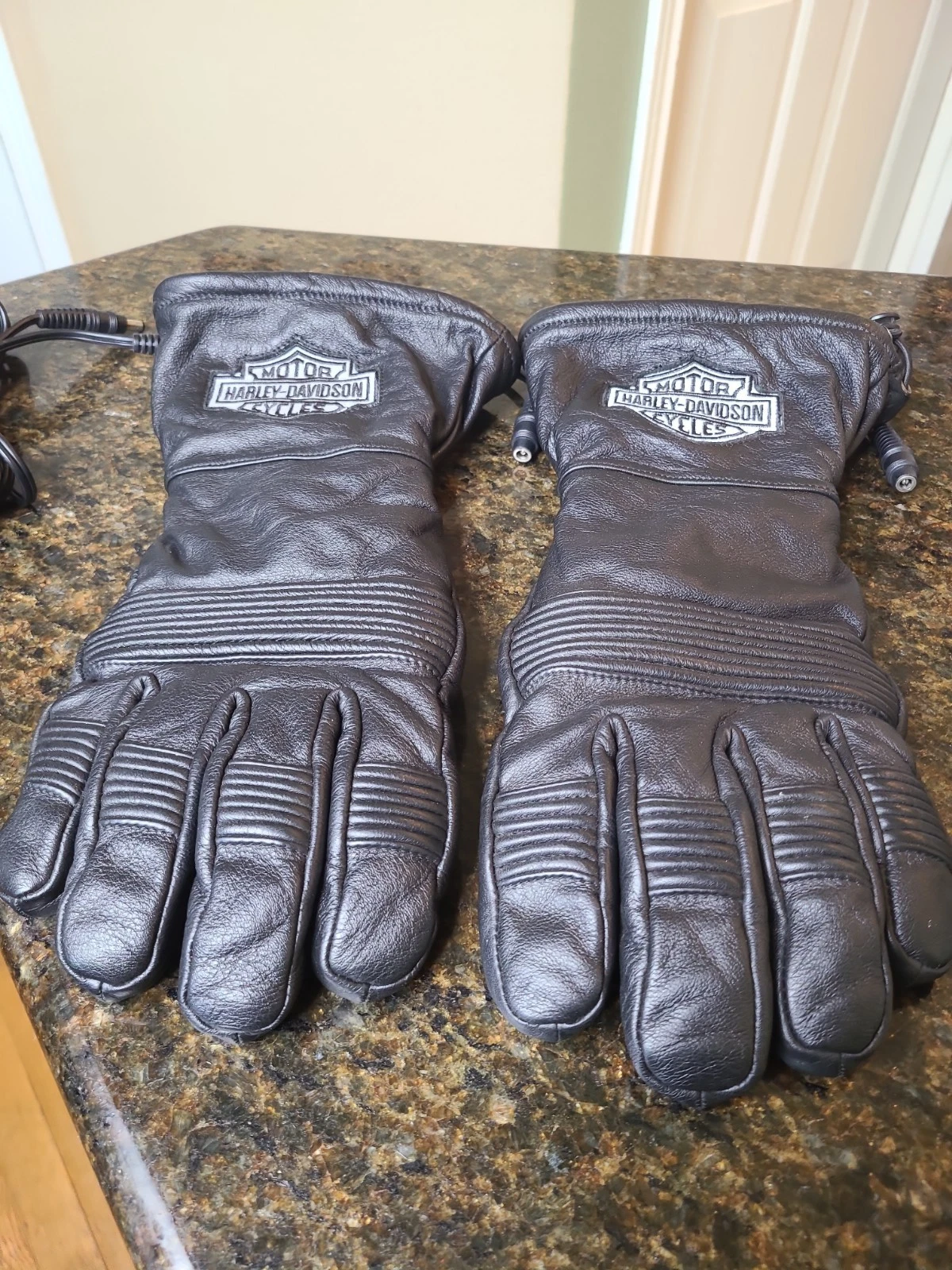 Harley Davidson Mens Wired Heated Black Thermolite Gloves Sz XL Leather Gauntlet