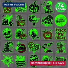Glow in The Dark Halloween Tattoos for Kids - 74 Individual Sheets