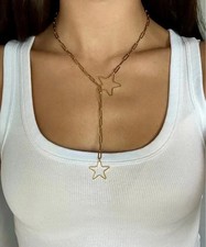 Collana choker acciaio dorato stella stelle pendente dorata Y style minimal