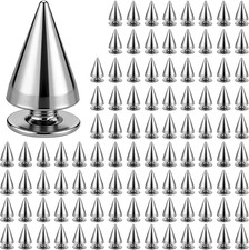 100 Pairs Cone Spikes, 7x10mm Cone Silver Studs, Metal Screwback Studs for Pu...