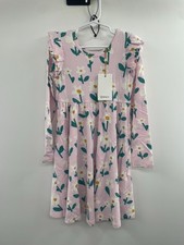 NWT Quince Bamboo Long Sleeve Flutter Twirl Dress Girls 6 Pink Floral Ruffle