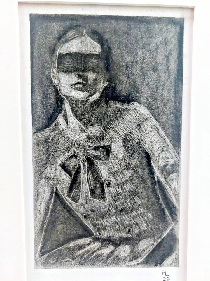 ÚNICO dibujo al carbón: arte de retrato original mate Foto 3 de 4