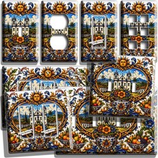 COLORFUL BRAZILIAN COLONIAL FOLK ART CHURCH LIGHT SWITCH OUTLET WALL PLATE DECOR