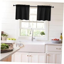 30 Inch Long Tier Curtains 2 Panels - Semi-Sheer 42"W x 30"L Pack of 2 Black