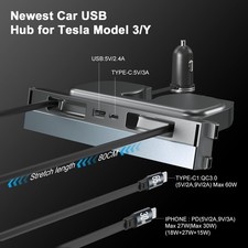 65W USB Hub for Tesla Model 3, New Model Y Juniper 2024 2025 2026 - Fast Char...