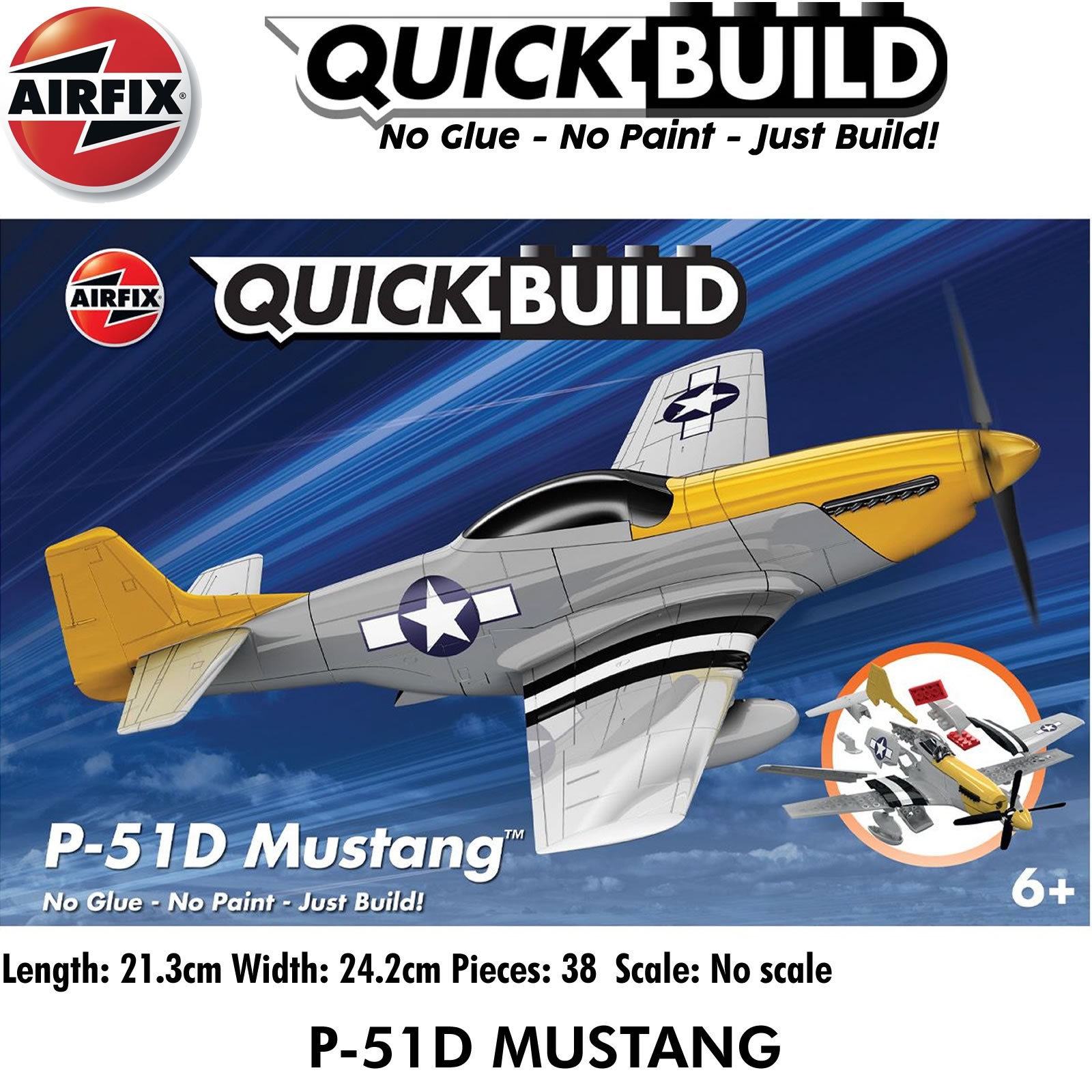 P-51D MUSTANG Quickbuild push-together model kits no glue or paint AIRFIX J6016