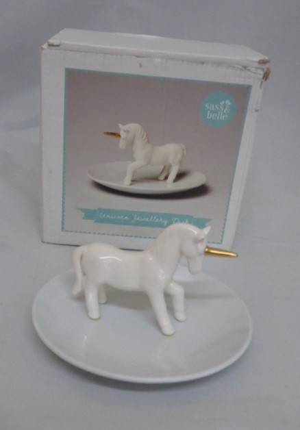 Sass & Belle Small Unicorn White 3D Bowl Trinket Dish Ring Jewellery Holder Fun