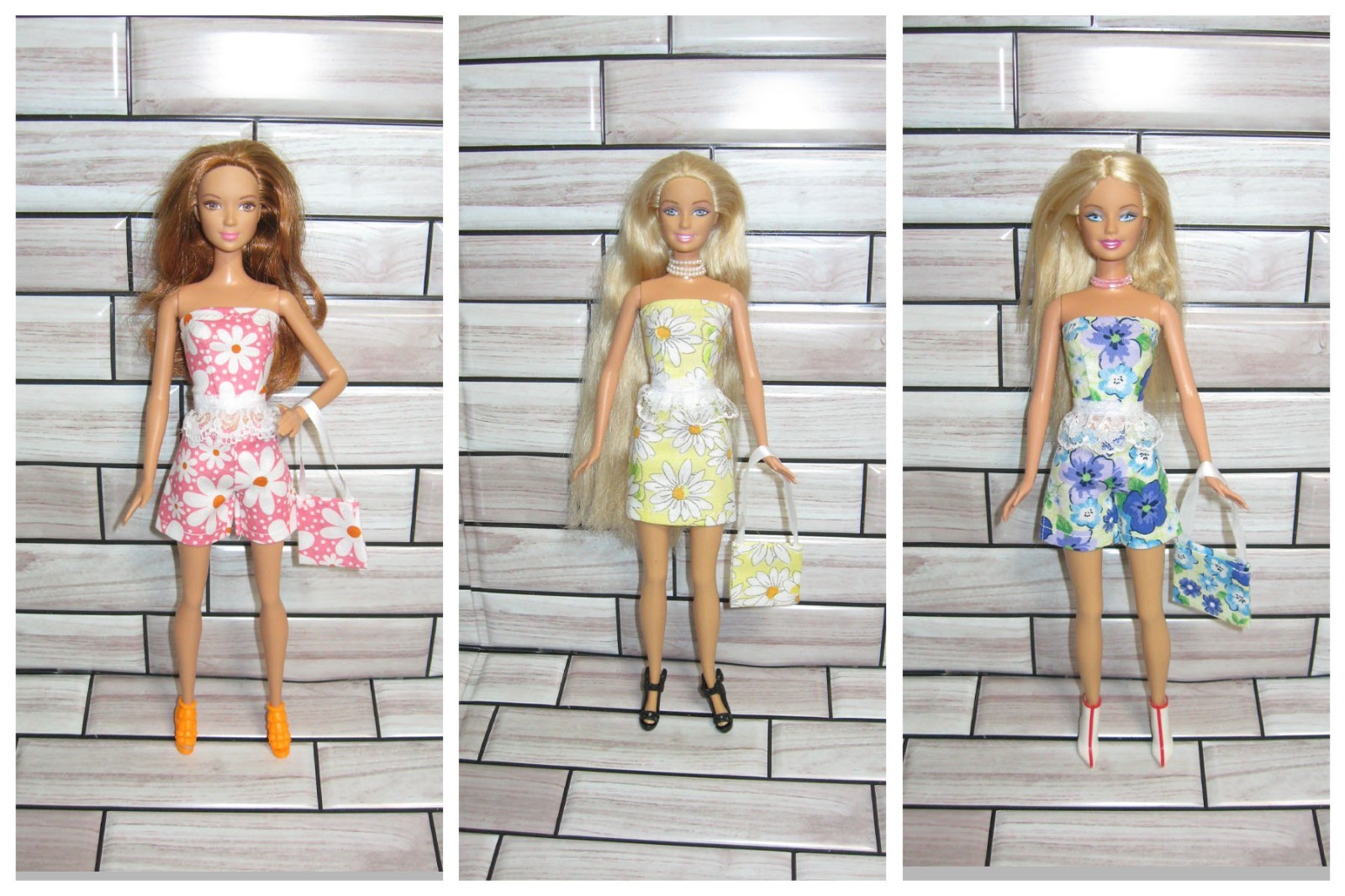 Handmade 6 piece of matching outfits w/ bags for 11.5" Fashi