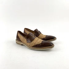 Mezlan Men's 'REDI' Sz 8.5M Cork Brown Leather Slip-On Loafer Dress Shoes, Spain