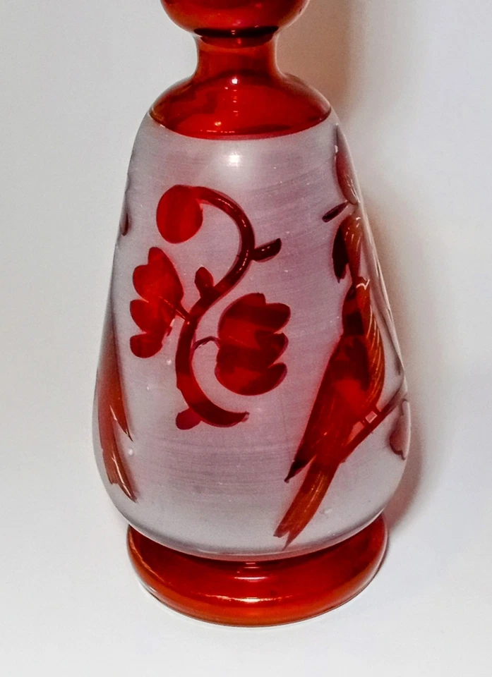  Jarra de vidrio esmerilado rubí rojo oro detalles 7,5 pulgadas Hgt finales del siglo XIX bohemia Foto 4 de 4