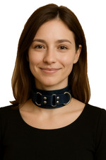 Gothic Leder Halsband dunkelblau Echtleder anatomisch geformt mit Ringen LWPH