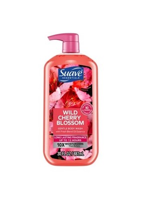 Suave Essentials Gentle Liquid Body Wash, Wild Cherry Blossom, 30 oz