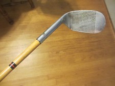 Antique Golf Wedge BURKE Hickory-Look Pyratone Shaft Long-leather All-Original