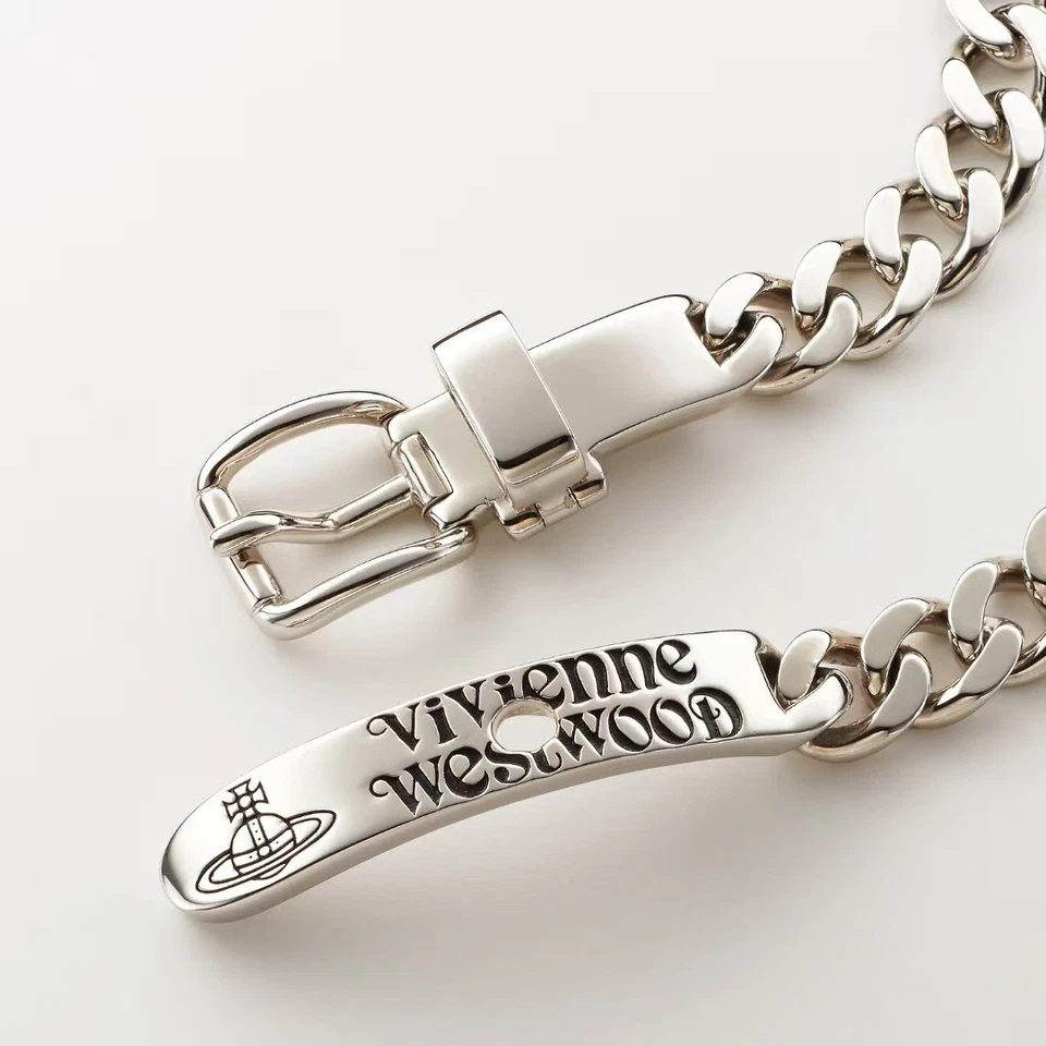 Gargantilla Vivienne Westwood Augustino Hebilla Diseño Logo Plateado Latón Nueva Sin Usar Foto 2 de 4