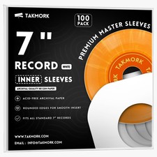 100 PCS 7 Inch Vinyl Record Inner Paper Sleeves 45 RPM 80gsm White