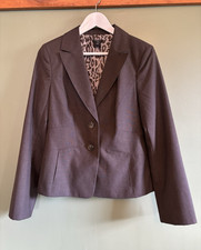Ann Taylor Brown Wool Blend Blazer Jacket Women's Size 10 Long Sleeve