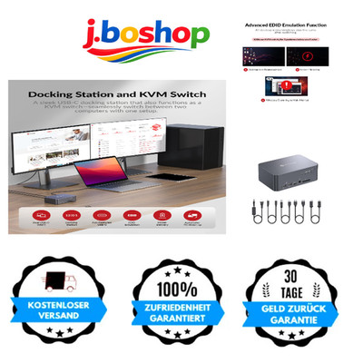 KVM Switch Dual Monitor AV Access Docking Station USB C Ladung Vollaluminium 4K