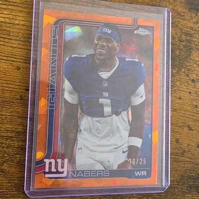 Topps 2025 Chrome Football Malik Nabers Giants #225 Image Variation Orange /25