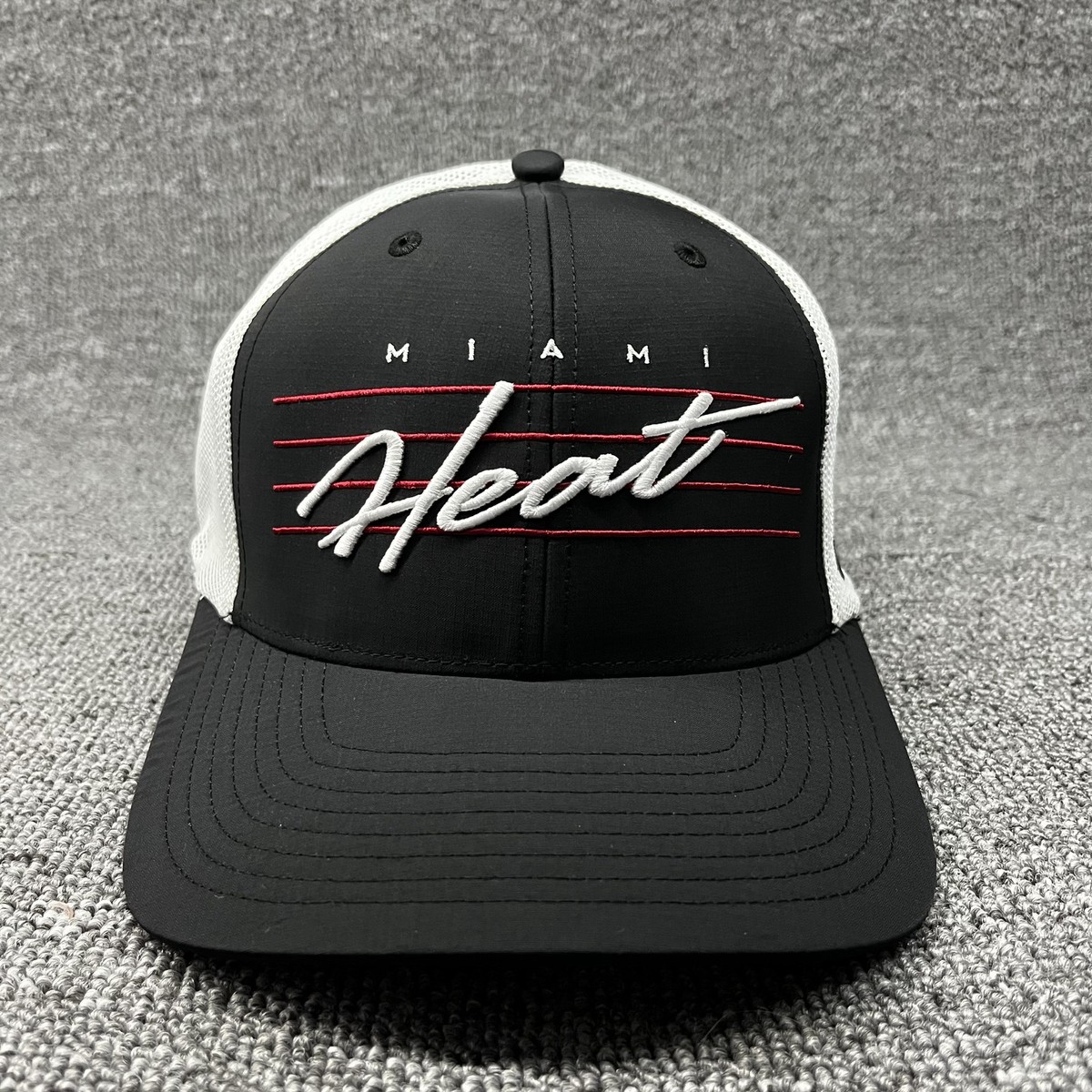 '47 Brand Miami Heat Trucker Snapback Hat Black White Mesh NBA Cap