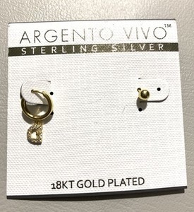 Authentic ARGENTO VIVO BLOCK INITIAL HOOP MISMATCHED EARRINGS 18k Gold Plated “G”