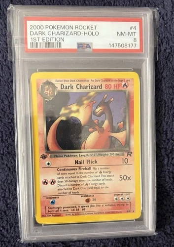 2000 Pokémon Rocket Dark Charizard Holo 1st Ed PSA 8 – Connected Swirls