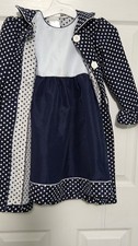 Blueberi Boulevard 6 Girls Navy White Polka Dot Matching Dress Jacket Set