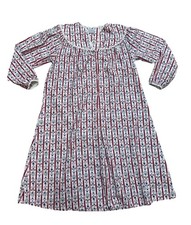 Vtg Lanz of Salzburg Foral W Burgundy Stipes Long Flannel Nightgown- M