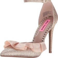 NWT Betsey Johnson Portia Gold Glitter Ruffle Pumps Size 7.5