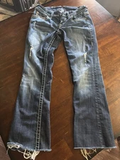 Vigoss Jeans Womens 5x33 Blue The Chelsea Boot Cut Distress Dark Wash Denim