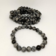 Snowflake Obsidian Ball Bracelet – Grounding, Protection & Balance Crystal Brace