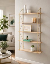 5 Tier Metal Wire Wall Floating Shelves Decoration Storage Shelf Living Room 