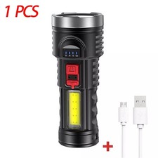 USB Rechargeable LED Flashlight 4-Mode Camping Hiking Torch Work Light