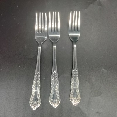 Set of 3 1810 Stainless Steel Dinner Forks Floral Scroll Design